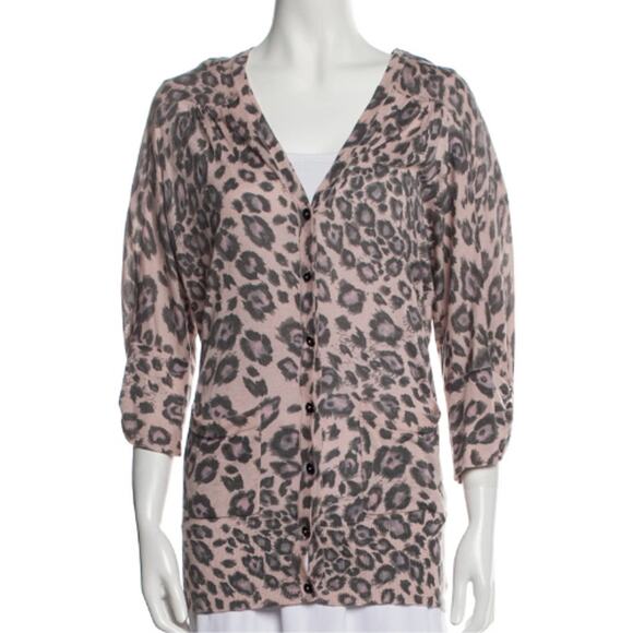 Rebecca Taylor Animal Print Plunge Sweater – EUC Size XS - Picture 2 of 4